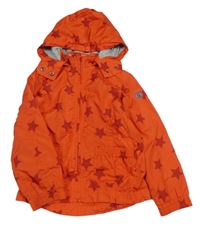 Červená šusťáková jarní bunda s hvězdami a kapucí Esprit