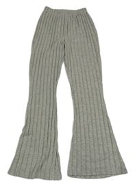 Šedé žebrované úpletové flare legíny 