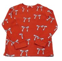 Červená fleecová mikina s mašličkami M&S