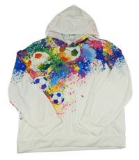 Bílo-barevná mikina s fleky a míči a kapucí Shein