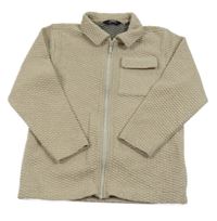 Béžová žebrovaná propínací mikina s límečkem Next