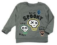 Šedá mikina s lebkami a nápisy George