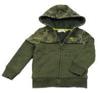 Khaki propínací zateplená mikina s army kapucí a dinem C&A