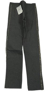 Nové - Šedé tregíny s flitrovými pruhy Zara