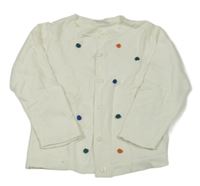 Bílý propínací svetr s 3D bambulemi