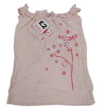 Nové - Světlerůžový top se stromem a volánky 