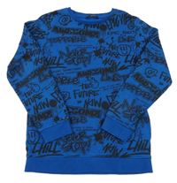 Tmavomodro-černá mikina s nápisy George