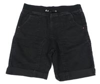 Tmavošedé teplákové riflové kraťasy s úpletovým pasem Y.F.K.