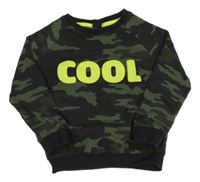 Černo-kahki army mikina s nápisem Kiki&Koko