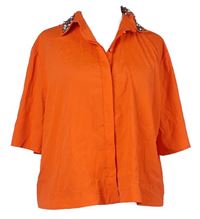 Dámská oranžová crop halenka s kamínky Topshop 