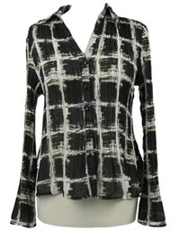 Dámská černo-šedá kostkovaná plisovaná halenka M&S