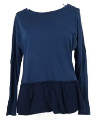 Dámské tmavomodré peplum triko 