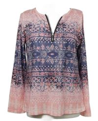 Dámské růžovo-modré vzorované triko 