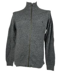 Pánský šedý melírovaný propínací vlněný svetr F&F