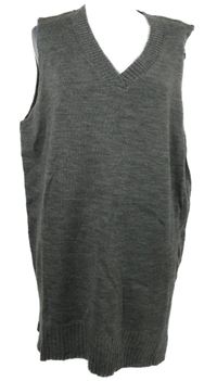 Dámská šedá dlouhá svetrová vesta Shein