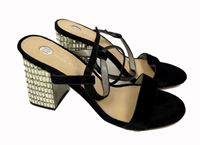 Dámské černé sametové sandály na širokém podpatku River Island vel. 40