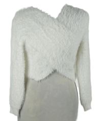 Dámský bílý chlupatý crop svetr Shein 