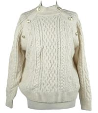 Dámský béžový vzorovaný svetr s gombíky Primark 