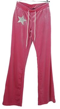 Dámské růžové sametové kalhoty s hvězdou 
