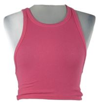Dámský zářivě růžový žebrovaný crop top Zara 