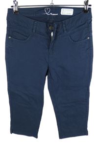 Dámské tmavomodré capri plátěné kalhoty Denim 1982