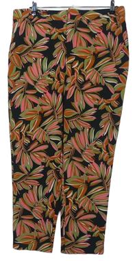 Dámské černo-růžové vzorované volné kalhoty Papaya 
