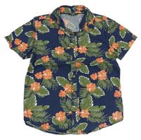Tmavomodrá květinová košile Primark
