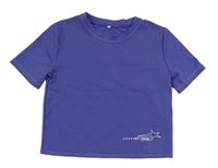 Modré sportovní crop tričko s nápisem H&M