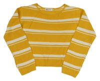 Hořčicovo-bílý pruhovaný crop svetr H&M