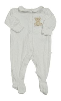 Bílý puntíkatý overal s medvědem Next