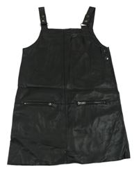 Černé koženkové šaty Mango