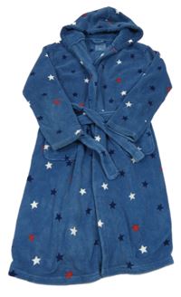 Tmavomodrý chlupatý župan s hvězdami a kapucí F&F