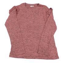 Růžové melírované úpletové triko s volánkem Next