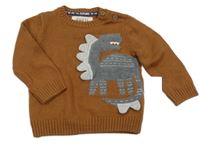 Nové - Hnědý svetr s dinem F&F