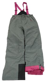 Šedé šusťákové funkční oteplovačky s kšandami Crane