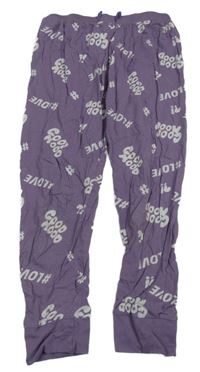 Fialové pyžamové kalhoty s nápisy Y.F.K.