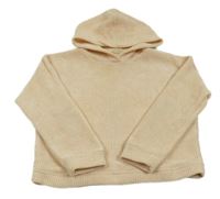 Béžový žinylkový crop svetr s kapucí 