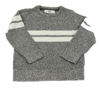 Černo-bílý melírovaný svetr s proužky C&A