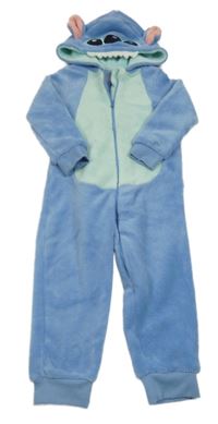 Modro-mátová chlupatá kombinéza s kapucí- Stich Disney