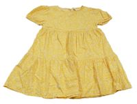 Žluté květinové plátěné šaty F&F