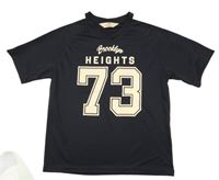 Tmavomodro-bílé sportovní funkční tričko s nápisem H&M