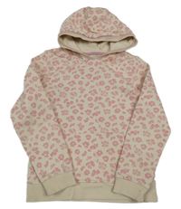 Béžovo-růžová vzorovaná mikina s kapucí Yigga
