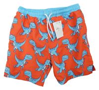 Nové - Modro-červené plážové plavky s dinosaury Primark