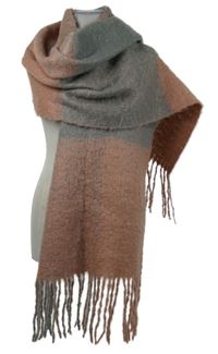 Dámská světlerůžovo-šedá šála s třásněmi Pieces