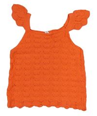 Oranžový pletený top s dírkovaným vzorem Primark