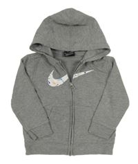 Šedá propínací mikina s kapucí Nike