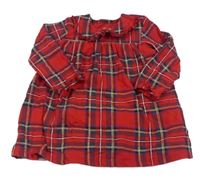 Červeno-barevné kostkované šaty s límečkem a všitým body H&M