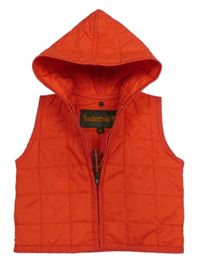 Červená šusťáková prošívaná lehká zateplená vesta s kapucí zn. Timberland