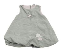 Šedé šusťákové balonové šaty s medvídkem 