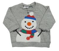 Šedá melírovaná mikina se sněhulákem F&F